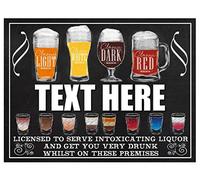 Shawprint Limited PERSONALISED LICENSED TO SELL FUNNY TO BAR SHOTS THEME PUB METAL TIN WALL SIGN GIFT WALL KITCHEN HOME BAR MAN CAVE GIFT (17PER) (267MM X 200MM (10" X 8"))