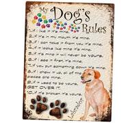 Shawprint MY DOG'S RULES RETRO STYLE METAL TIN LABRADOR SIGN/PLAQUE THEME 10" X 8" (117DRM)