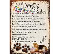 SHAWPRINT MY DOG'S RULES RETRO STYLE METAL TIN SIGN/PLAQUE BEAGLE THEME 8" x 6" (87DR)