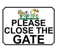 shawprint PLEASE CLOSE THE GATE METAL SIGN GARDEN THEME 200MM X 150MM (119H1) (10" x 8" (267mm x 200mm))