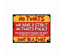 Shawprint Strict No Twats Funny Metal Bar Signs Father's Day Bar Accessories for Home Pub Indoor & Outdoor Garden Bar Garage Vintage Wall Plaque Man Cave Gift Vintage Retro Plaque (10” x 8”)