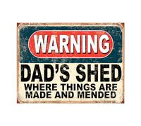 Shawprint Warning Dads Shed Where Things Are Made And Mended Funny Metal Signs Home Pub Indoor & Outdoor Garden Bar Garage Vintage Wall Plaque Gift Retro (A3)