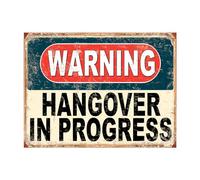 Shawprint Warning Hangover In Progress Funny Metal Signs Home Pub Indoor & Outdoor Garden Bar Garage Vintage Wall Plaque Gift Retro (A3)