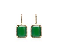 SHAY 18kt yellow gold Portrait onyx earrings - GREEN ONYX One Size