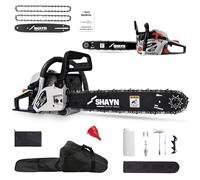 SHAYN 58cc Petrol Chainsaw - 3 Years Warranty - 2-Stroke Top Handle Chain Saw with 20" Bar, 2 Spare Chain, Anti-Vibration, Low-Noise, Auto Oiler, Toolkit & Carry Bag - Lightweight Garden Saw