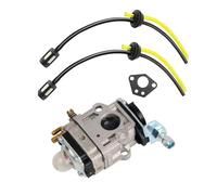 SHAYN Strimmer Carburettor 47cc 49cc 52cc 2-Stroke Engine Replacement - Universal Carburetor Carb Kit - 32mm Mount 17mm Intake - Easy Install Repair Part for Brush Cutter Weed Eater (With Fuel Lines)