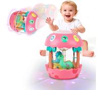 Shayson Baby Musical Toys 6 to 12 Months, Dinosaur Eggs Projector Light Up Toys with Music for 1 2 3 Year Old Boys Girls, 12-18 Months Crawling Learning Tummy Time 1st Birthday(Pink)