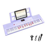 Shayson Kids Keyboard Piano with Lighted up Keys, Portable 61 Keys Keyboard Electronic Digital Piano, Early Learning Educational Musical Toy Keyboard for Beginners with Music Stand, Microphone