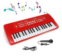 Shayson Kids Piano Keyboard with Microphone 37 Key Portable Music Piano for Childs Educational Electronic Musical Instrument Toys Gift for 3 4 5 6 Year Old Girls Boys Red