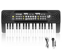 Shayson Kids Piano Keyboard with Microphone 37 Key Portable Music Piano for Childs Educational Electronic Musical Instrument Toys Gift for 3 4 5 6 Year Old Girls Boys (Black）