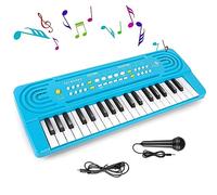 Shayson Kids Piano Keyboard with Microphone 37 Key Portable Music Piano for Childs Educational Electronic Musical Instrument Toys Gift for 3 4 5 6 Year Old Girls Boys Blue