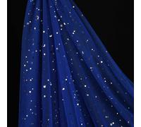 SHAYUAN 54" x 8 Yards Glitter Tulle Fabric Rolls Golden Stars and Moon Tulle Rolls for DIY Tutu Dress Table Runner Skirt Crafts Sheer Wedding Backdrop Stage Decoration-Royal Blue