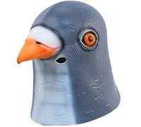 shayulajiao Pigeon Mask - Funny Realistic Blue Grey Full Head Latex Animal Bird Costume | Halloween, UK Carnival, Cosplay & Zoo Parties (Breathable, Faux Feather Texture, One Size)