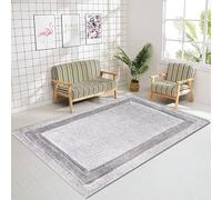 SHAZ HOME Classic Designers Large Shaggy Rugs For Living Room Bedroom Dense Pile Fluffy Hallway Runner Rugs Floor Mat (Silver, 60 x 110 cm)