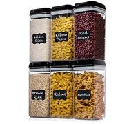 Shazo 6 PC 1.2L Airtight Food Storage Containers with Lids BPA Free Plastic | Clear Plastic Stackable Cereal Containers with Easy Lock Leakproof Lids for Kitchen & Pantry Organization, Snacks, Pasta