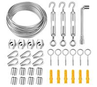 SHBAOCH Garden Wire Trellis Kit, 20m/2mm Stainless Steel Cable Rope PVC Coated Wire Rope Kit with M4 Turnbuckles for Climbing Plants Decorative String Lights Picture Hanging