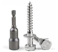 SHBAOCH M6 x 50mm Coach Screws, 20Pcs 304 Stainless Steel Hex Head Lag Bolts with Washers Drill Bit, Hex Head Wood Screws, Heavy Duty Lag Bolts for Wood Furniture