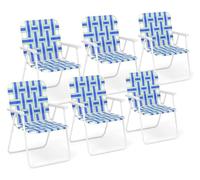 SHBHWS Beach Chairs for Adults 6-Pack Lightweight Folding Directors Chair(Bule 6 Pack)