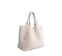 SHBHWS Handwoven Nylon Women's Bag Crossbody Basket Style Armhole Casual Versatile Handheld Soft Single Strap for Women(Beige White)