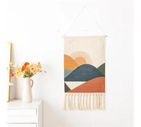 SHBHWS Macrame Wall Hanging Handmade Macrame Cotton Tassel Woven Wall Hanging Tapestry Landscape Wall Art Background Cloth Tapestry Tassel Art Cotton Rope (Color : Sunrise-2)
