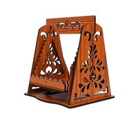 SHBK DECOR Wooden Laddu Gopal Jhula, Jay Shree Krishna Carved Swing for Bal Gopal, Decorative Temple Accessory