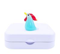 SHC Web Mini Chicken in Gift Tin - Cute Little Glass Animal Figurine - Handmade Ornament