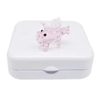 SHC Web Mini Flying Pig Glass Animal Figurine in Gift Tin | Congratulations When Pigs Fly, You Did It/Passed Exam/New Job, Cute Little Pink Handmade Ornament