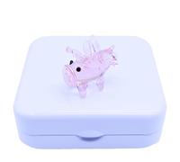 SHC Web Mini Flying Pig in Gift Tin - Cute Little Glass Animal Figurine - Congratulations When Pigs Fly - You Did It/Passed Exam/New Job - Handmade Ornament