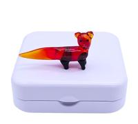SHC Web Mini Fox in Gift Tin - Cute Little Glass Animal Figurine - Handmade Ornament