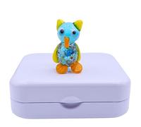 SHC Web Mini Owl in Gift Tin - Cute Little Glass Animal Figurine - Handmade Ornament