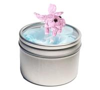 SHC Web Mini Pink Flying Pig in a Tin - Cute Little Glass Animal - Silver Gift Tin - Miniature Comical Figurine for Fantasy Lovers - Small Decoration Ornament - Fun Home Decor