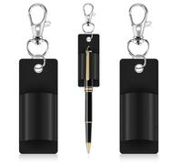 SHCHING 2 Pcs Black Leather Lanyard Pen Holder, Anti-Lost Pen Holder for Teachers Nurses Clerk Courier