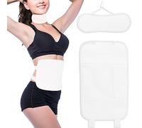 SHCHME 2 PCS Castor Oil Pack, Reusable Castor Oil Pack Wrap Kit, Organic Castor Oil Pack for Liver Detox with Storage Bag for Aid Sleep Digestive Constipation (Oil Not Included) (White)