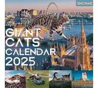 SHCHME Calendar 2025,12 Months January to December Funny Wall Calendar UK Attractions with Giant Cats