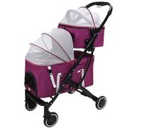 SHCHNA Pet Stroller Outdoor Travel Dogs Cats Folding Dog Stroller, 4 Wheels Cat Strollers With Detachable Carrier Pet Gear For Small Medium Cats Dogs Puppy(B)
