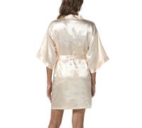 SHCNSJC Bride Silk Dressing Gown for Women UK Ladies Kimono Satin Robe Lightweight Japanese Wedding Dressing Gowns Pyjama Short,Champagne,M