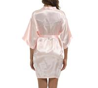 SHCNSJC Bride Silk Dressing Gown for Women UK Ladies Kimono Satin Robe Lightweight Japanese Wedding Dressing Gowns Pyjama Short, Pink,XL