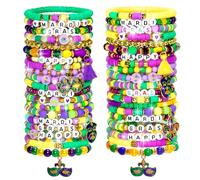 Shcsdr 40 Pcs Bracelets for Women Stretch Stackable Elastic Layering Friendship Bracelet, Boho Summer Beach Jewelry Party Favors Gift Party Supplies, 6.77 Inch, Vinyl, no gemstone