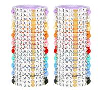 Shcsdr 40 Pcs Jesus Loves You Bracelets for Women, Stretch Stackable Elastic Layering Christian Friendship Bracelet, Bible Verse Religious Jewelry for Women Xmas Gifts, 6.77 Inch, Vinyl, no gemstone