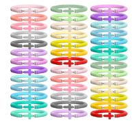 Shcsdr 40 Pcs Jesus Loves You Bracelets for Women, Stretch Stackable Elastic Layering Christian Friendship Bracelet, Bible Verse Religious Jewelry for Women Xmas Gifts, 6.77 Inch, Vinyl, no gemstone