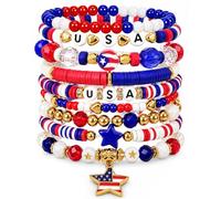 Shcsdr 9 Pcs Bracelets for Women Colorful Heishi Stretch Stackable Elastic Layering Friendship Bracelet Party Favors Jewelry Gift Party Supplies, 6.77 Inch, Vinyl, no gemstone