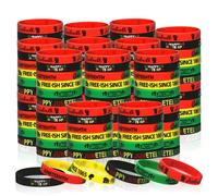 Shcsdr Juneteenth Bracelets Bulk 120 Pcs Juneteenth Party Favors Gifts Freedom Day Patriotic Rubber Wristbands Black History Month Decorations African Afro American Independence Day Accessories
