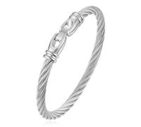 Shcyee Designer Cable Bracelets For Women | Stainless Steel Twisted Cable Wire Bracelet | Trendy Fashion Brand Jewelry Birthday Valentines Gift, One Size, Stainless Steel, no gemstone