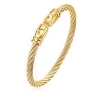 Shcyee Designer Cable Bracelets For Women | Stainless Steel Twisted Cable Wire Bracelet | Trendy Fashion Brand Jewelry Birthday Valentines Gift, One Size, Stainless Steel, no gemstone