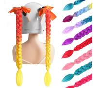SHDanrtsey 2pc Helmet Pigtail with Detachable Suction Cup Motorcycle Helmet Ski Helmet Ponytail Bicycle Helmet Braids Hair Tails for Any Helmets Decorations 23inch (Helmet not Included)(B51)