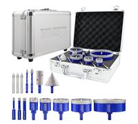 SHDIATOOL Diamond Core Drill Bit Hole Saw Kit with Removable Pilot Bits for Porcelain Ceramic Tile, 50mm Beveling Chamfer Bit, 20mm Finger Bits, 6/8mm Carbide Drill Bits