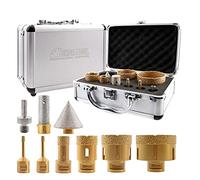 SHDIATOOL Diamond Drill Bit M14 Thread 6/6/20/35/50/68/20 mm Diamond Finger Bits/50 mm Diamond Chamfer Bits/Triangle Shank Adapter Vacuum Brazed for Porcelain Tile Ceramic Granite Marble, 9 Pieces
