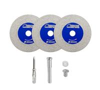 SHDIATOOL Diamond Glass Cutting Disc, 3pcs 40mm Mini Diamond Saw Blades with 1pc 6mm Shank for Tile Ceramic Porcelain Marble Granite Artificial Stone on Drill Machine Pack of 3