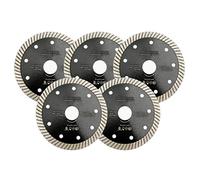 SHDIATOOL Diamond Super Thin Blade Wheel Disc for Porcelain Ceramic Tile Granite 5PK Dia 115MM / 4.5 Inch Turbo Cutting Disc