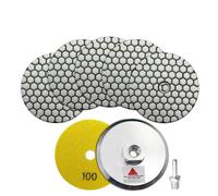 SHDIATOOL Dry Diamond Polishing Pads - Grit 100 6pcs and Aluminium Backer Pad (1Set) With Round Shank 100MM Concrete Diamond Sanding Discs Marble Granite Stone polishing